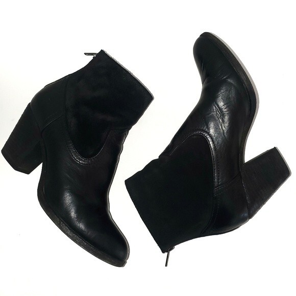 Frye Black Leather & Suede Tessa Zip Short Ankle Boot Bootie 6.5 - Picture 4 of 13